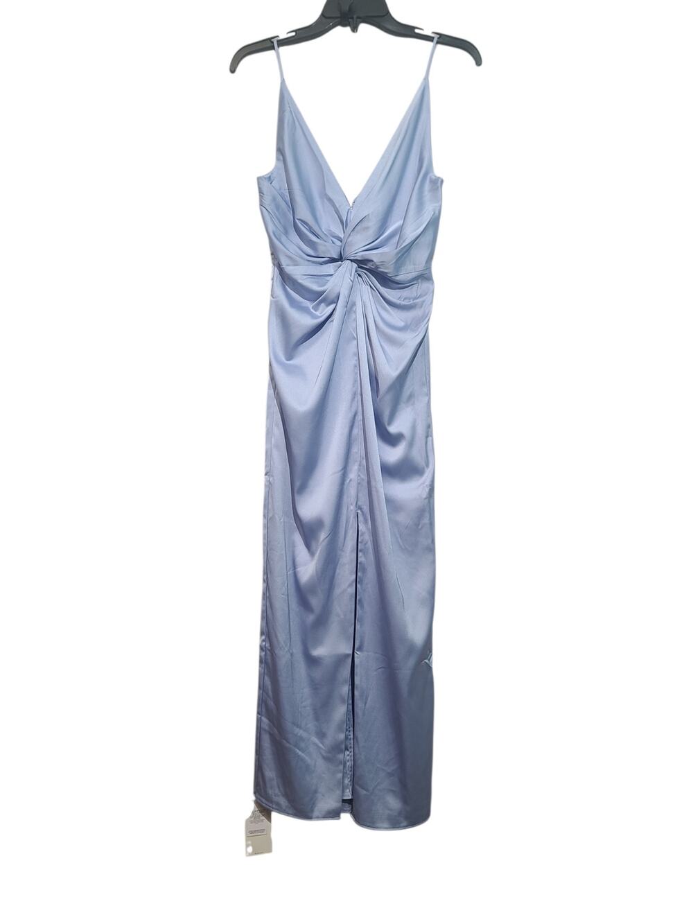 Abercrombie Draped Twist Front Maxi Dress NWT XS Light Blue Satin